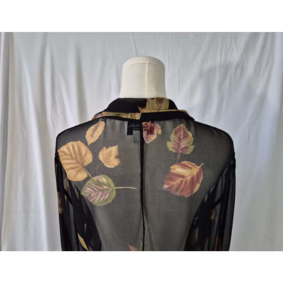 Vintage Emanuel Ungaro Black Brown Leaf Sheer Silk Top US 6 40 - Picture 7 of 8
